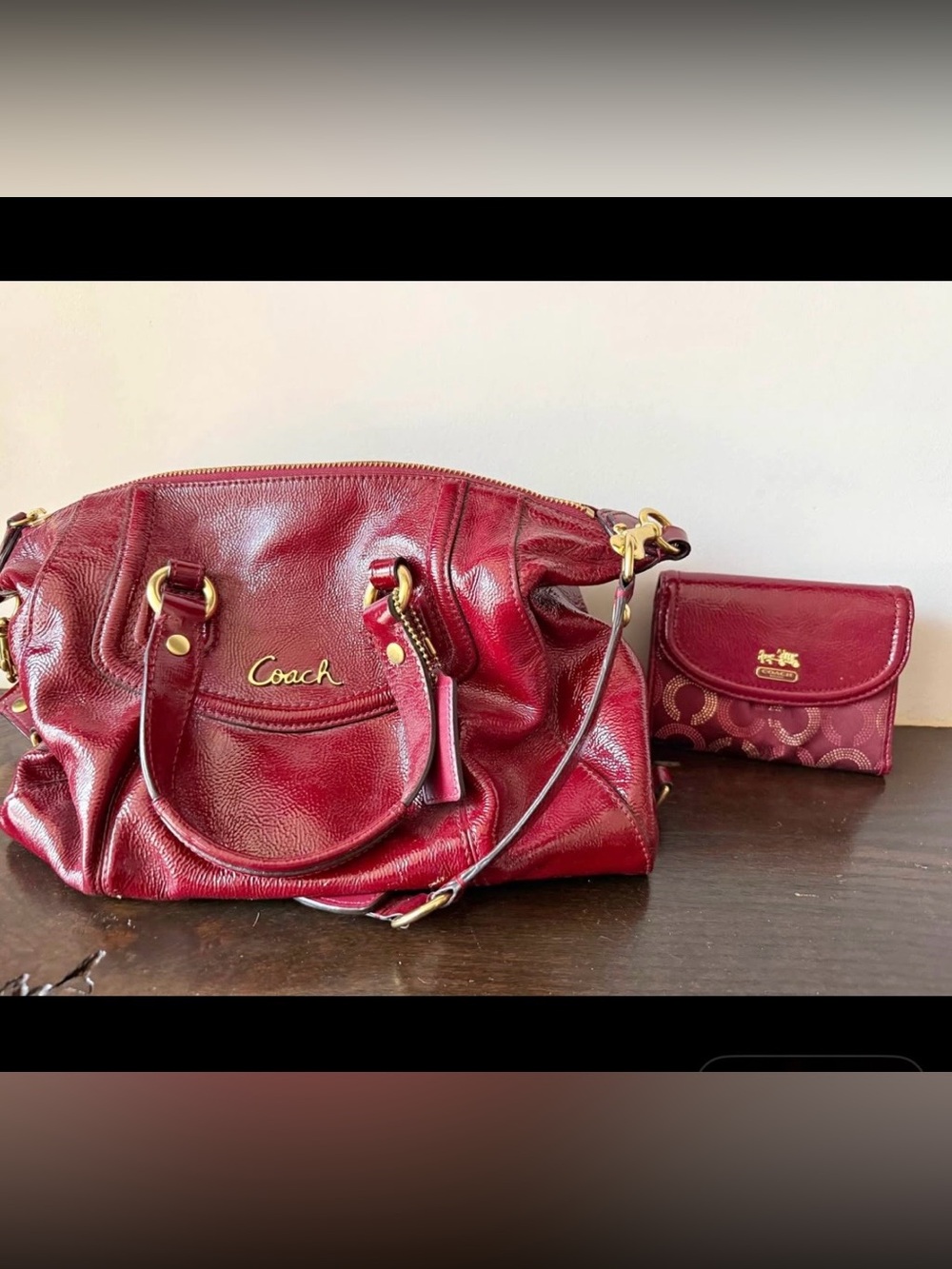 Coach Pebbled Leather Satchel in Deep Red